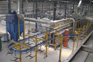 Electrophoretic spraying line